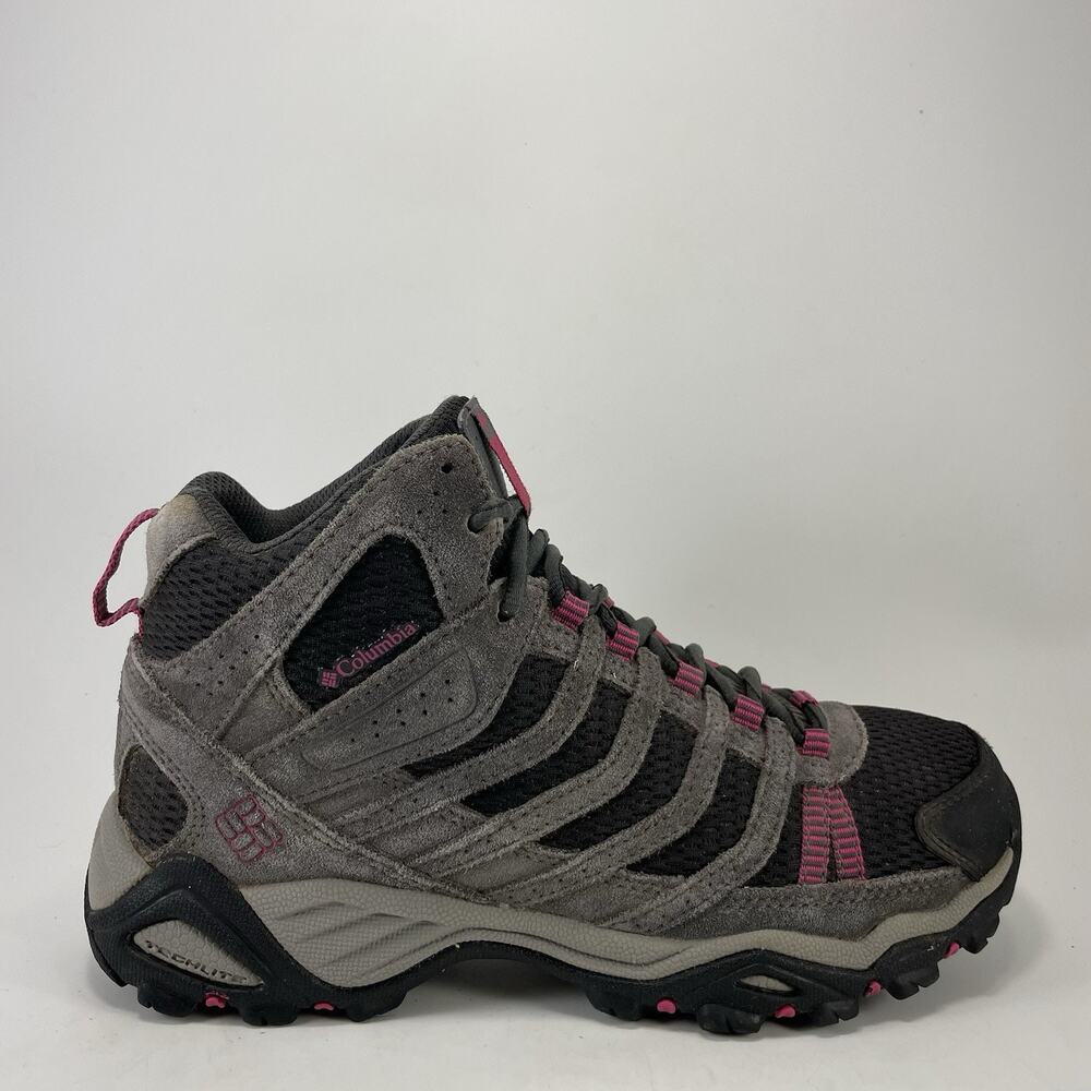 Columbia Redmond Mid Grey Hiking Boots Womens Size 7 Waterproof Trail Shoes